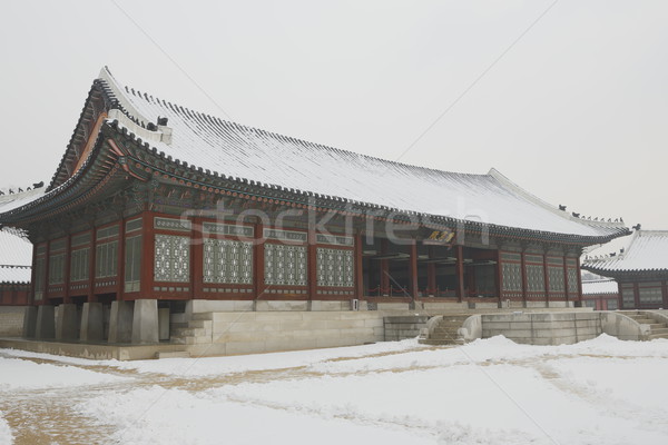 Piękna pałac dusza Korea Południowa śniegu zimą Zdjęcia stock © jarin13
