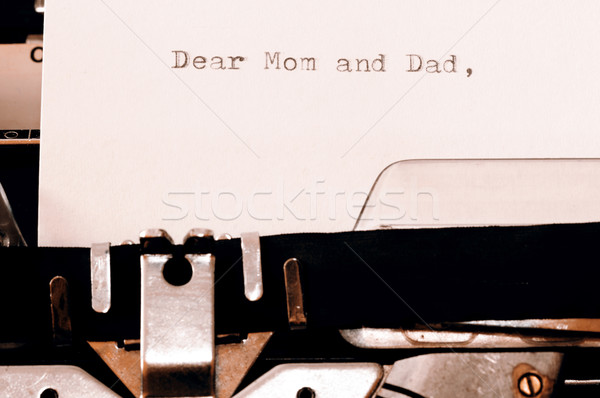 Text Dear Mom and Dad typed on old typewriter Stock photo © jarin13
