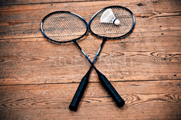 Jahrgang Badminton Sport Tennis blau Ausübung Stock foto © jarin13