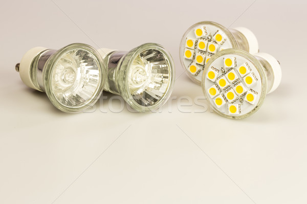 Stock photo: Modern LED bulbs with classic old bulbs