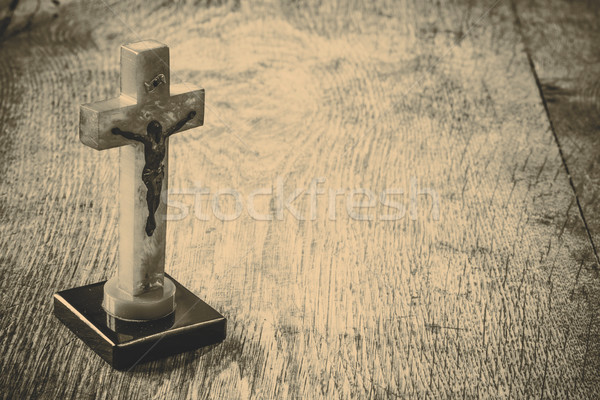 Schönen alten Kreuz jesus Holzboden Ostern Stock foto © jarin13