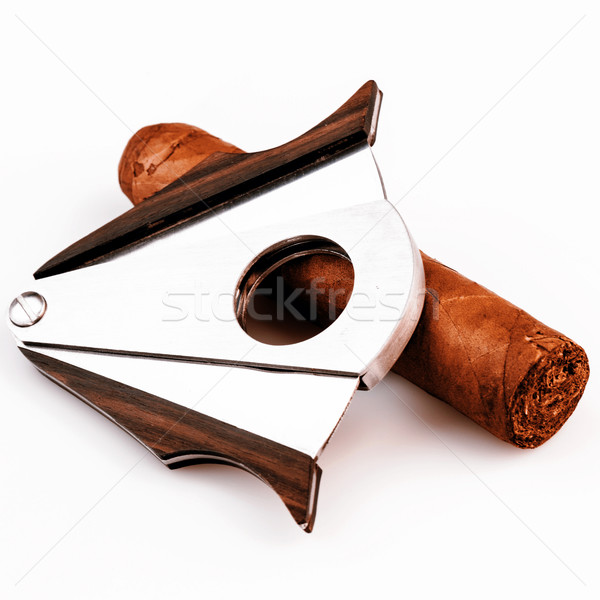 Cigar and cutter on a white background Stock photo © jarin13
