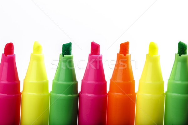 Group of felt tip bright color markers on white background Stock photo © jarin13