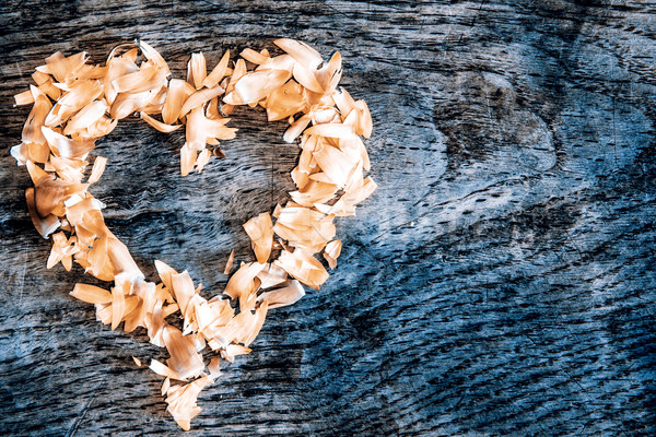 Herz Blütenblätter Holztisch schönen alten Liebe Stock foto © jarin13