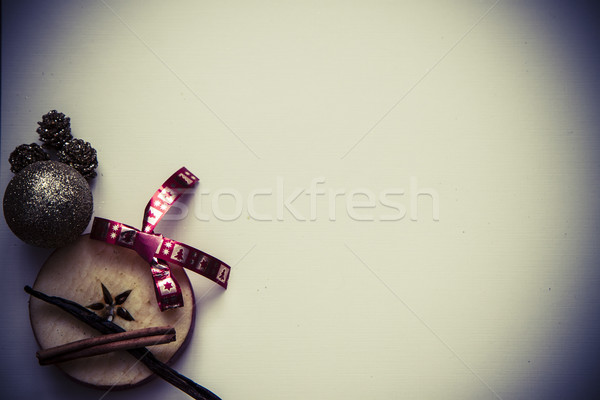 Karácsony képeslap alma csillag vanília retro Stock fotó © jarin13