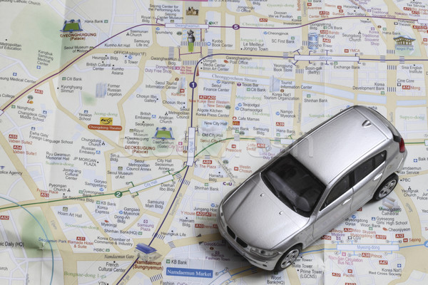 travel concept - small car on Seoul city map Stock photo © jarin13