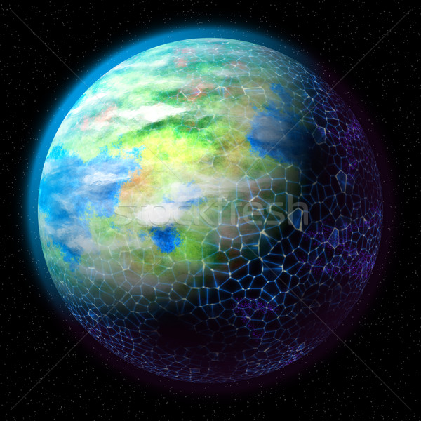 Hálózat bolygó kapcsolat körül földgömb éjszaka Stock fotó © jarin13