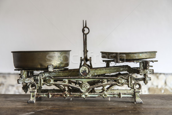Old Antique weight measuring and kitchen goods weighing Stock photo © jarin13