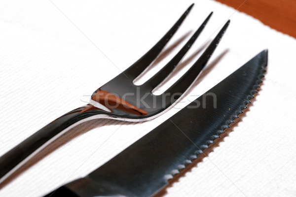 Biftek çatal bıçak tablo doku gıda Stok fotoğraf © jarin13