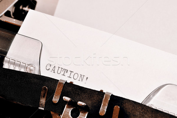Foto stock: Cautela · texto · velho · preto · branco · papel