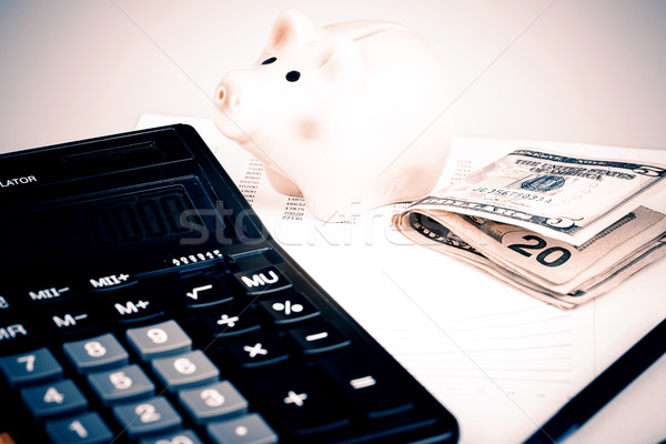 Foto stock: Negocios · gráficos · calculadora · dinero · cuadro