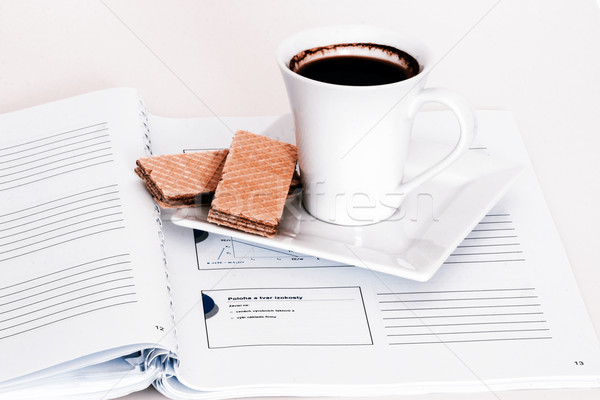 Csésze tea notebook fehér zöld nápolyi Stock fotó © jarin13