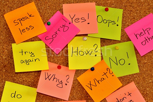 Stock photo: Notice board with sticky note pads