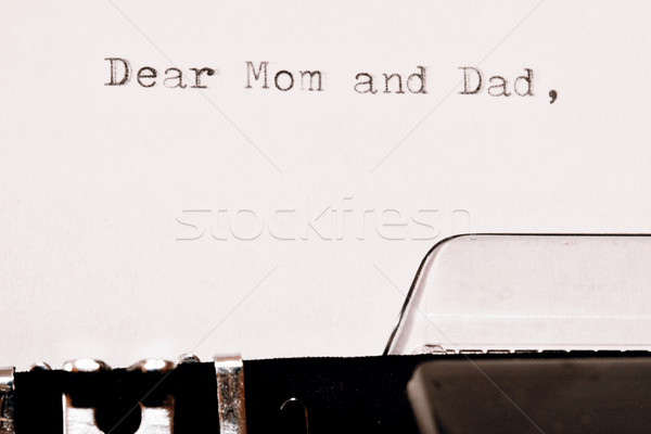 Text Dear Mom and Dad typed on old typewriter Stock photo © jarin13