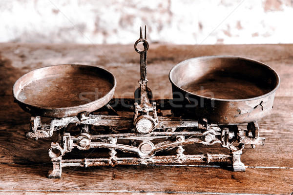 Stock photo: Old Antique weight measuring and kitchen goods weighing