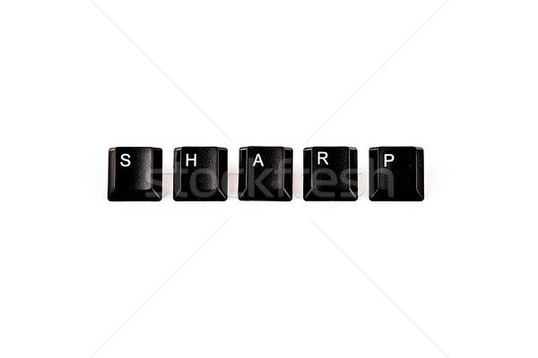 [[stock_photo]]: Forte · mot · écrit · noir · ordinateur · boutons