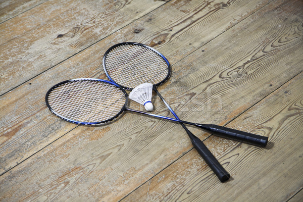 Stok fotoğraf: Bağbozumu · badminton · spor · tenis · mavi · egzersiz