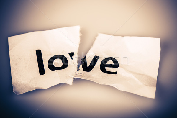 [[stock_photo]]: Amour · mot · écrit · papier · déchiré · blanche · papier