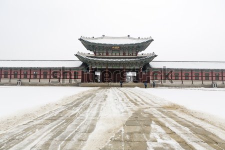 Piękna pałac dusza Korea Południowa śniegu zimą Zdjęcia stock © jarin13