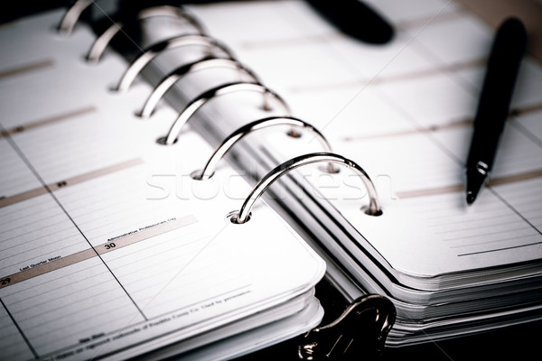 Personal organizer or planner with pen on white background Stock photo © jarin13