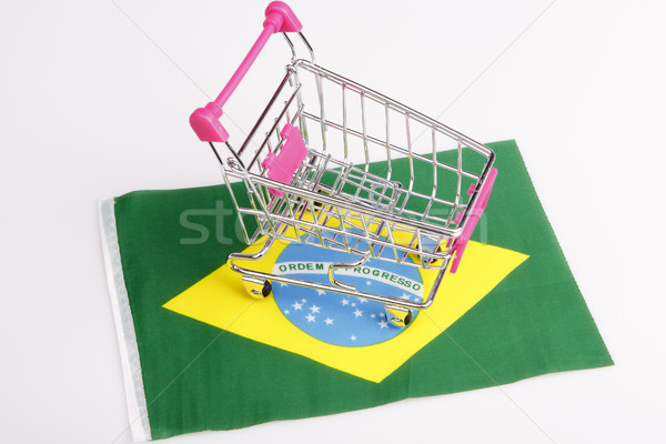 pink shopping cart on brazil flag Stock photo © jarin13