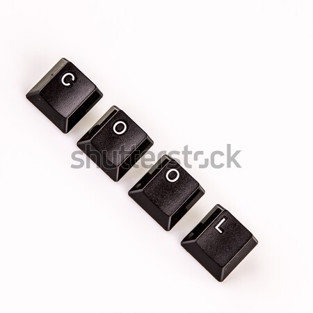 Foto stock: Veja · palavra · escrito · preto · computador · botões