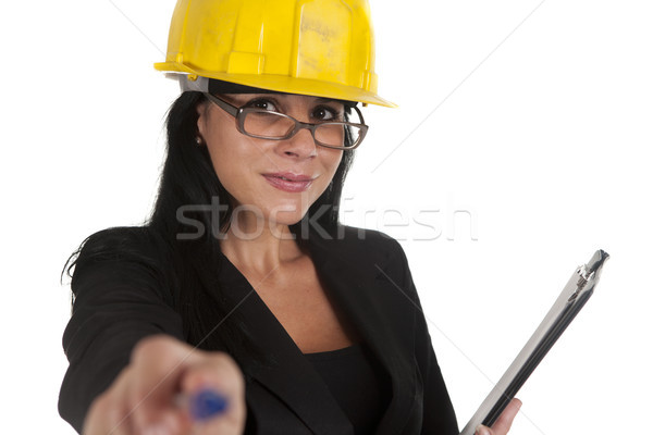 Inspectie een vrouwelijke baas werk werken Stockfoto © jarp17