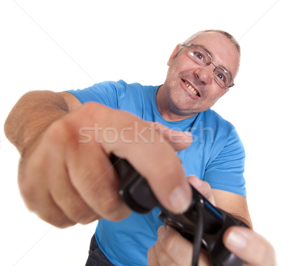 Játék konzol férfi játszik játék őrült Stock fotó © jarp17
