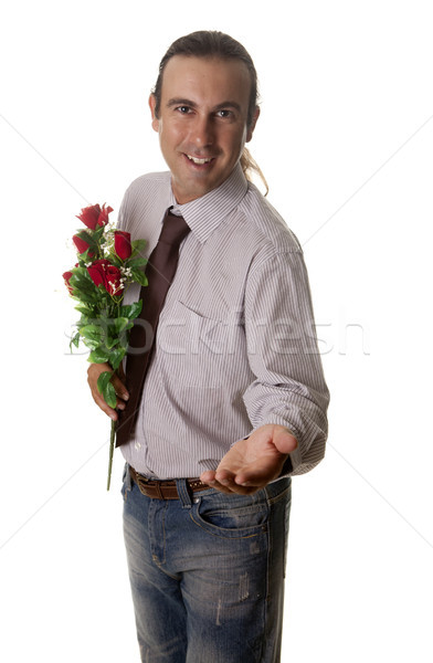 Amor homem flores mão sorrir feliz Foto stock © jarp17