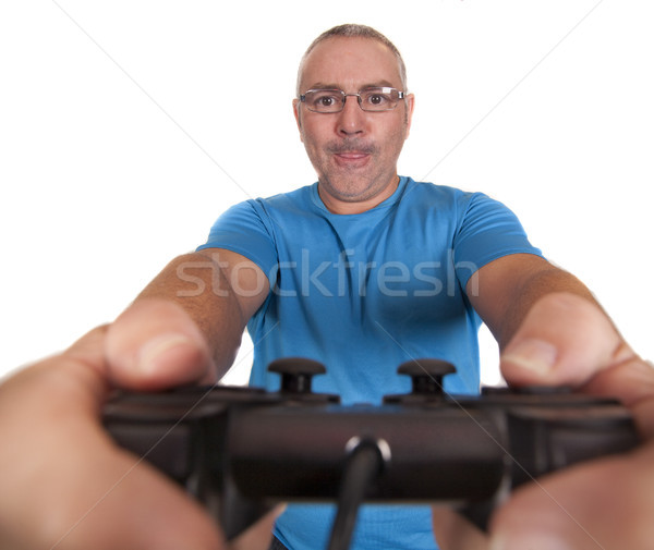 Oynamak konsol adam oynama oyun çılgın Stok fotoğraf © jarp17