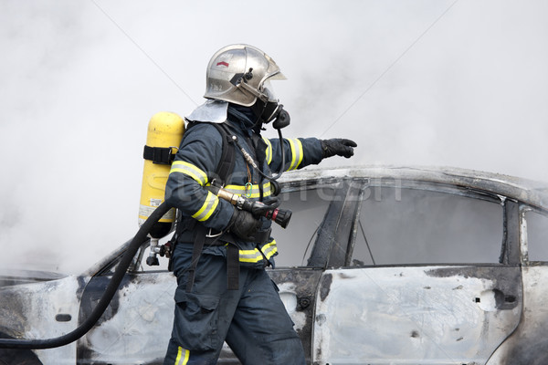 Feuerwehrleute Feuerwehrmann heraus Feuer helfen Service Stock foto © jarp17