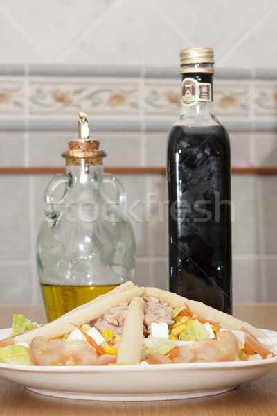 Salat Öl Essig viele Zutaten Salz Stock foto © jarp17