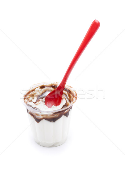 Cuillère rouge sundae délicieux crème liquide Photo stock © jarp17