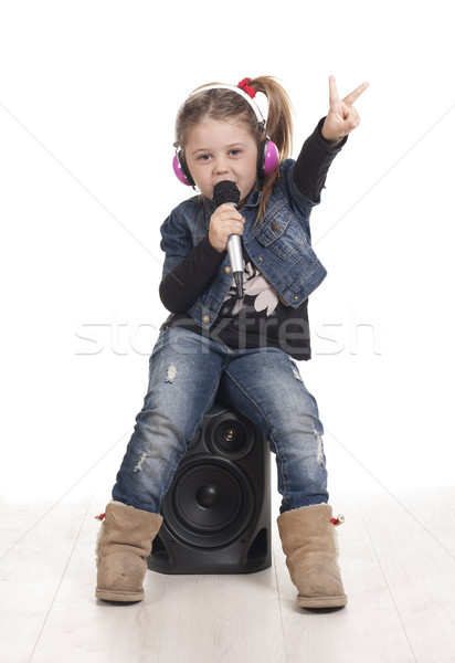 Stockfoto: Rapper · overwinning · meisje · luisteren · muziek · rap