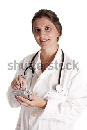 врач смартфон запрос улыбка медицинской работник Сток-фото © jarp17