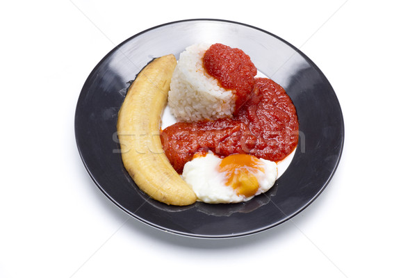 Ryżu kubańczyk typowy naczyń jaj bananów Zdjęcia stock © jarp17