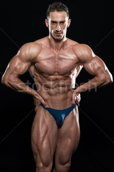 Stockfoto: Gespierd · mannen · spieren · zwarte · jonge · bodybuilder