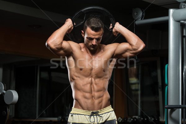 üç başlı kas antreman ağırlık genç atlet egzersiz Stok fotoğraf © Jasminko