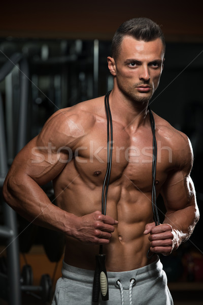 Bonito muscular homens saltando corda homem Foto stock © Jasminko
