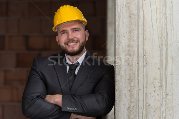 Portrait Of Happy Young Foreman With Hard Hat Stock photo © Jasminko