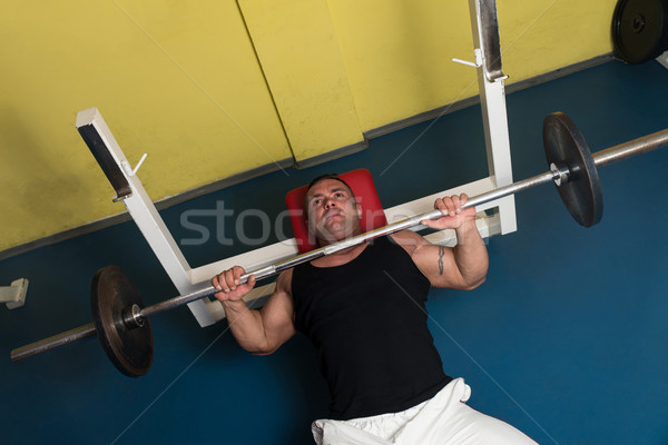 Stockfoto: Bank · druk · training · lichaam · mannen · borst