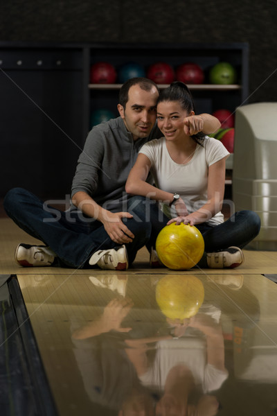 Man Teaching Woman Bowling Stock photo © Jasminko