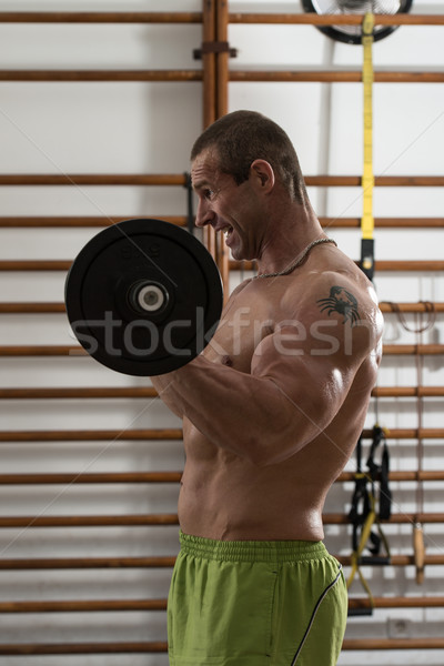 Healthy Man Working Out Biceps In A Health Club Stock photo © Jasminko