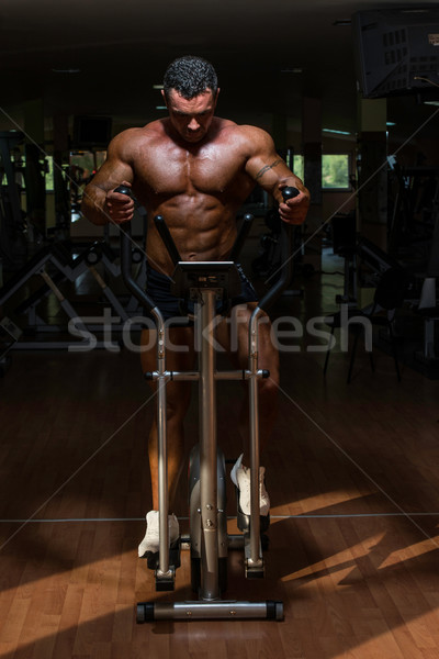 Foto stock: Masculino · musculação · máquina · homem · corpo · ginásio