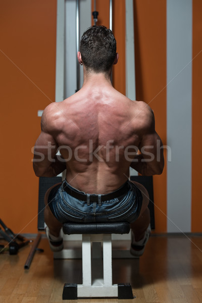 Back Exercises On A Seated Row Machine Stock photo © Jasminko