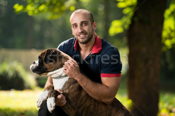 Jonge man hond liefde bos honden Stockfoto © Jasminko