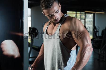 Man In The Gym Exercising Biceps With Dumbbells Stock photo © Jasminko