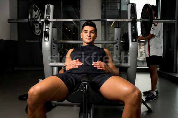 Stock photo: Man resting from bench pressing