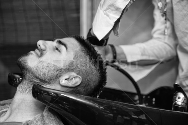 Hairstylist Hairdresser Washing Customer Hair Stock photo © Jasminko