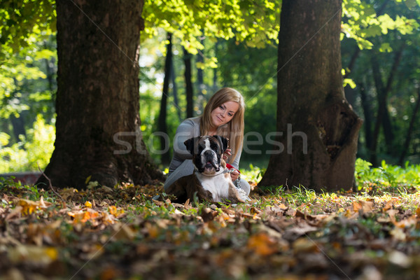 Women And Her German Boxer Stock photo © Jasminko